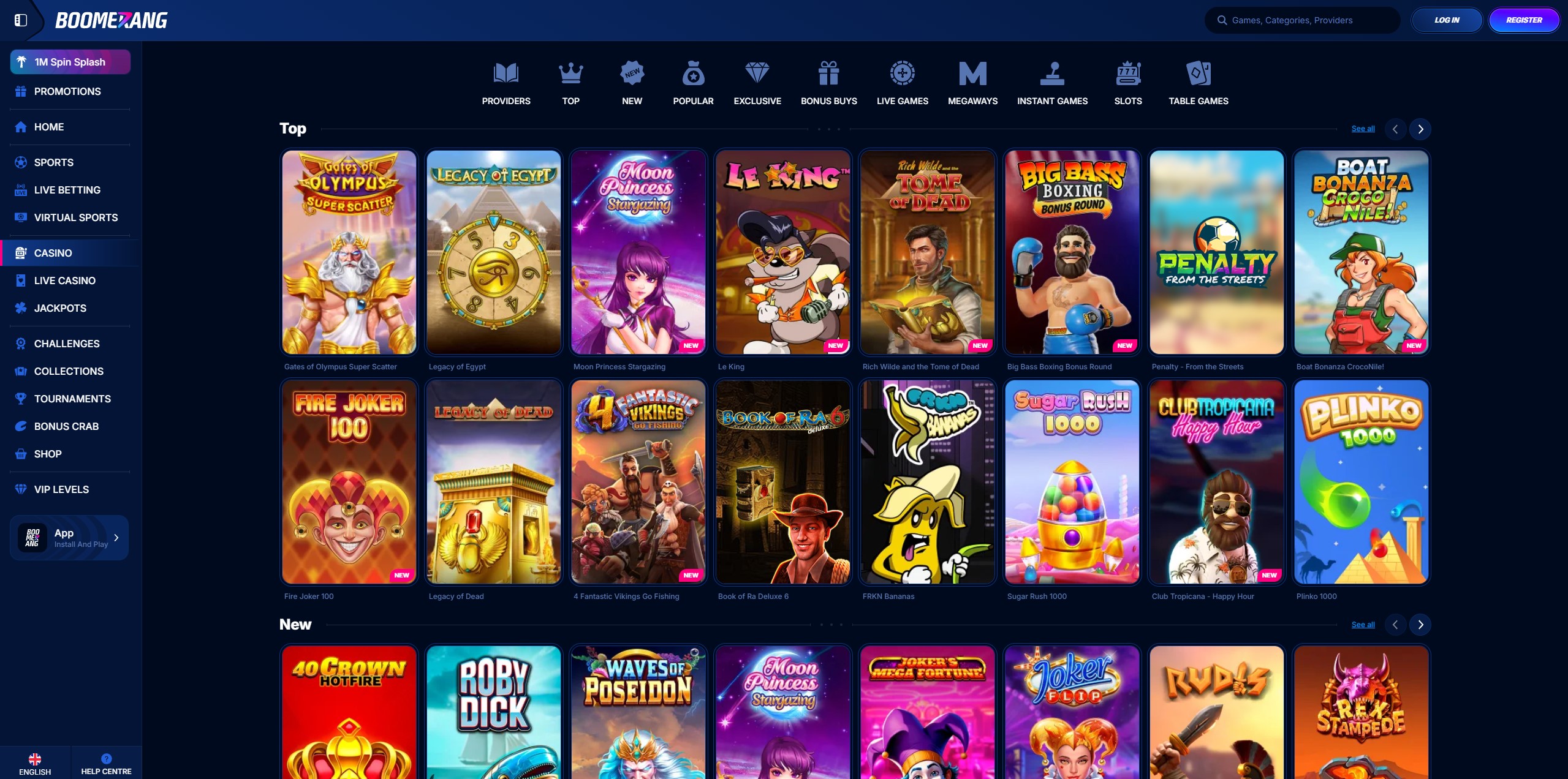 Boomerang Casino Game Library